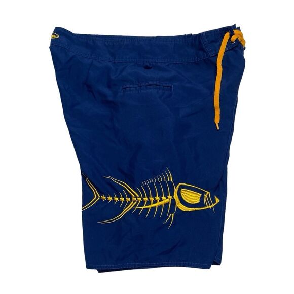 Tormenter Fish Skeleton Board Shorts Blue Men’s Sz 34 - Picture 7 of 14